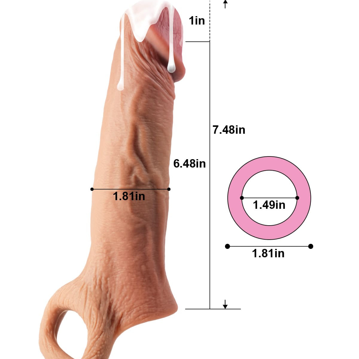 David 8" x 2" Brown Realistic Open Ended Penis Sleeves