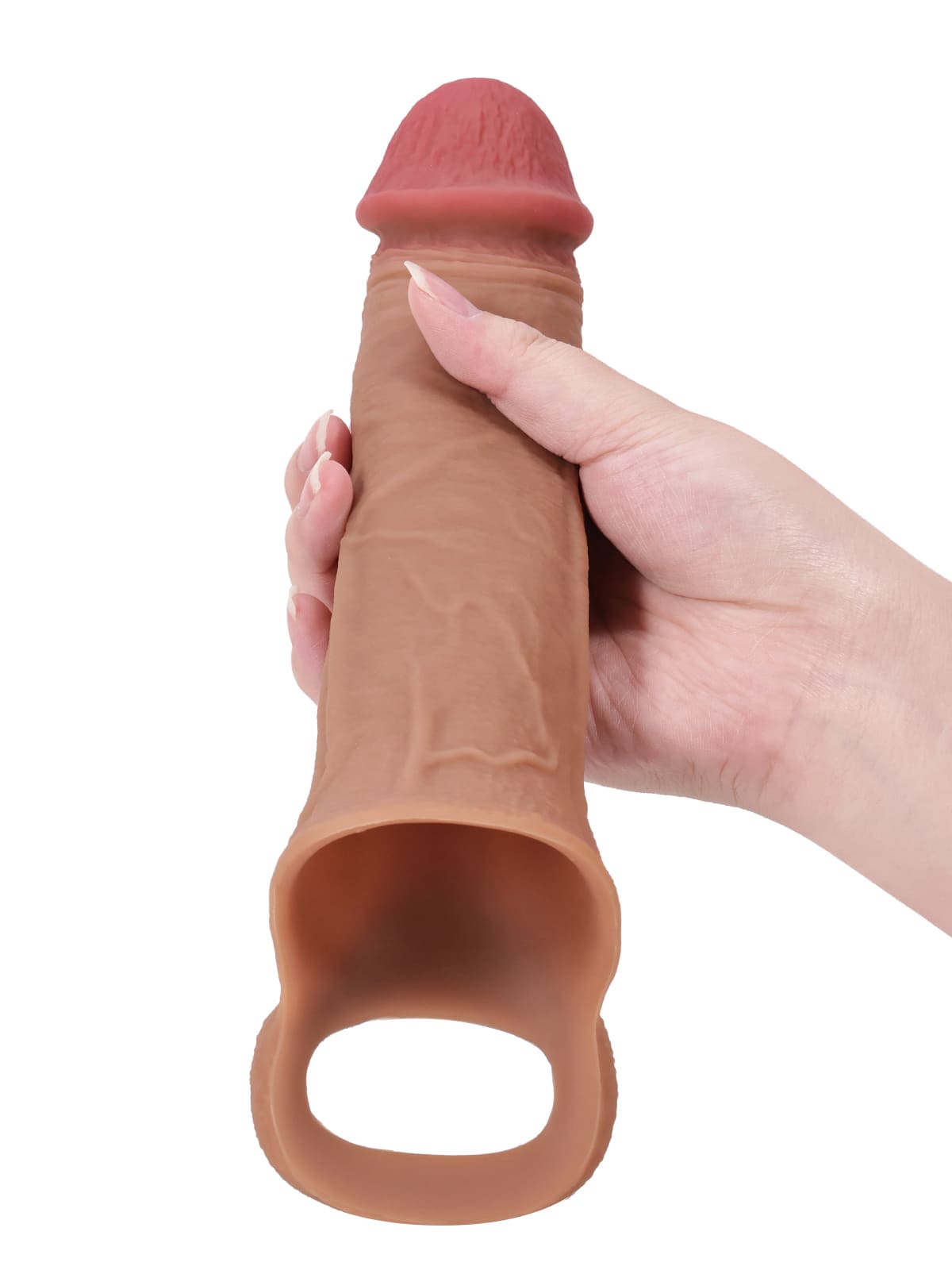 David 8" x 2" Brown Realistic Open Ended Penis Sleeves