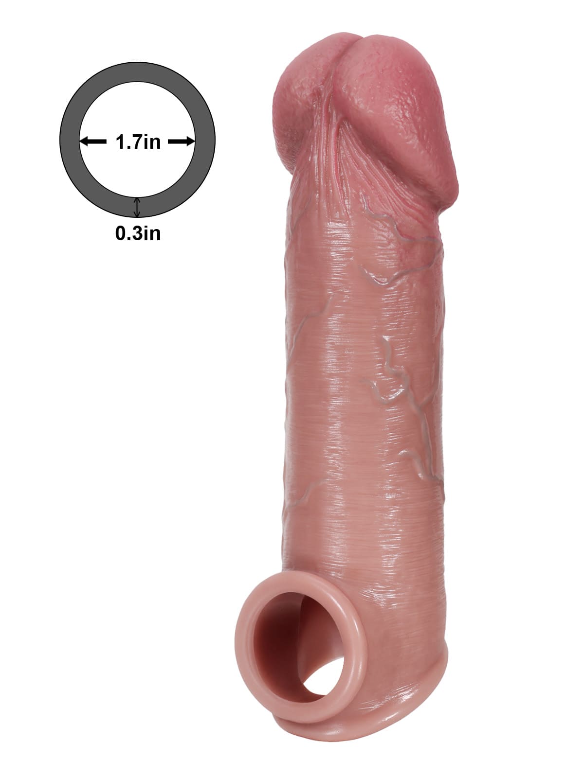 Anthony 8.5” x 2” Big Glans Realistic Huge Penis Extension Sleeve