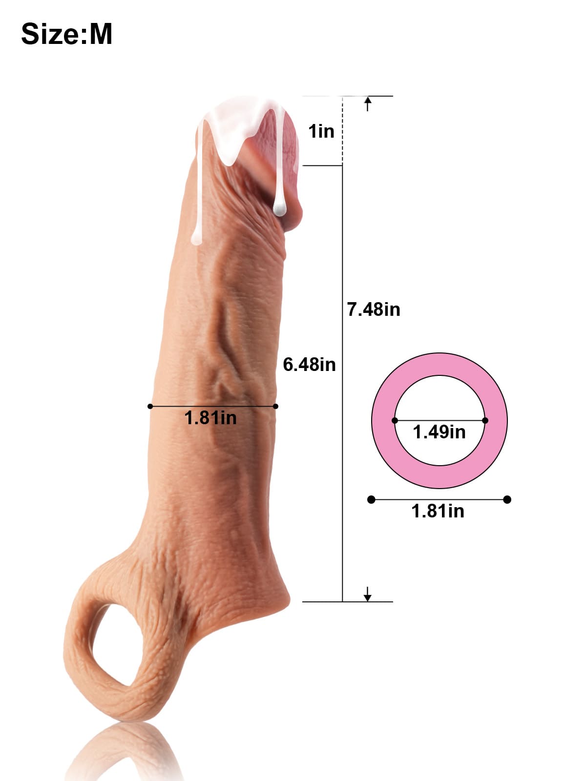 David 8" x 2" Brown Realistic Open Ended Penis Sleeves