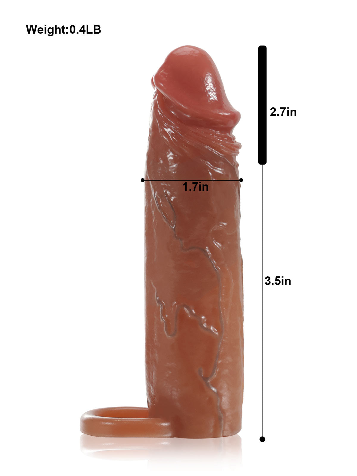 Kimi 7.4” x 1.8” Brown Sliding Skin Vibrating Cock Sleeve