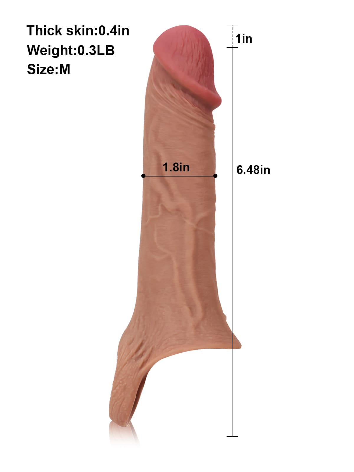David 8" x 2" Brown Realistic Open Ended Penis Sleeves
