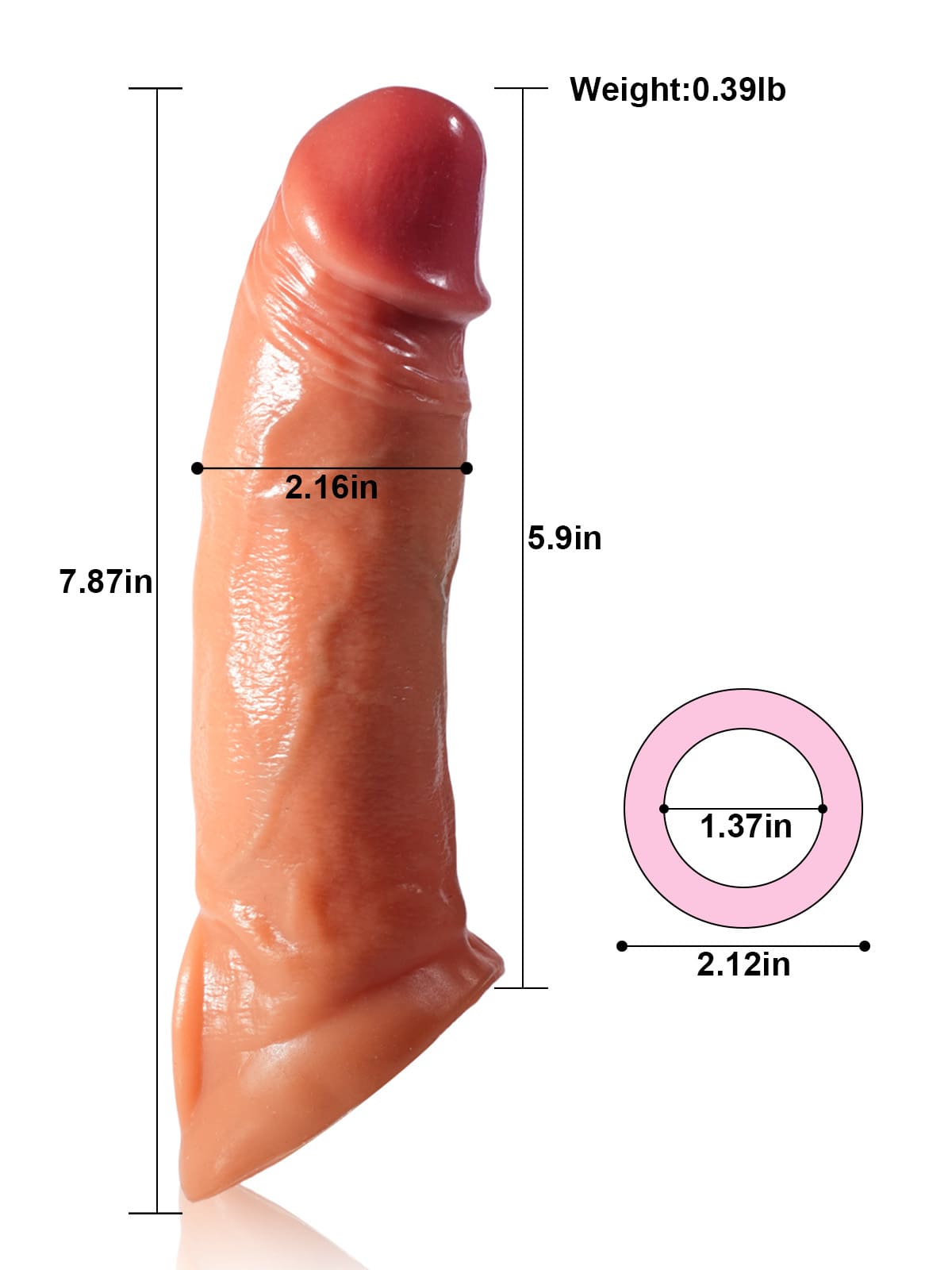 Palm 5.9” x 2” Vibrating Realistic Cock Sleeve