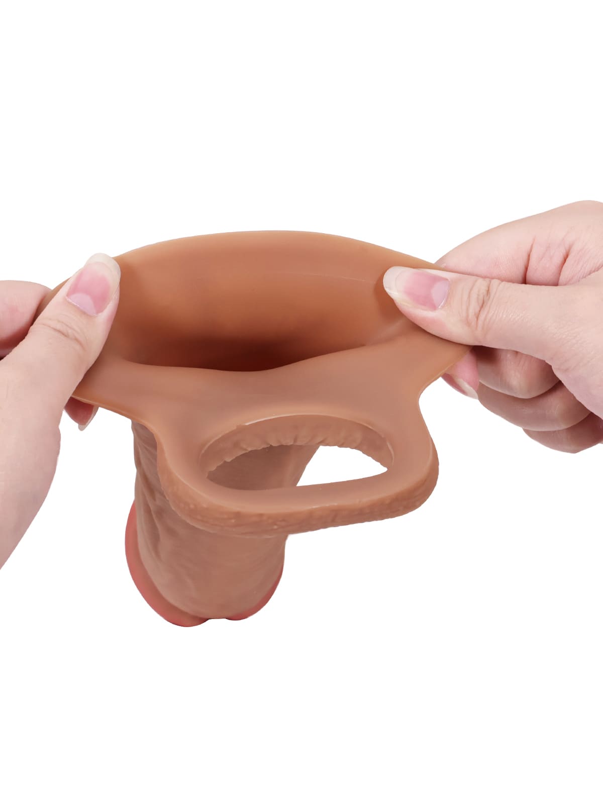 David 8" x 2" Brown Realistic Open Ended Penis Sleeves